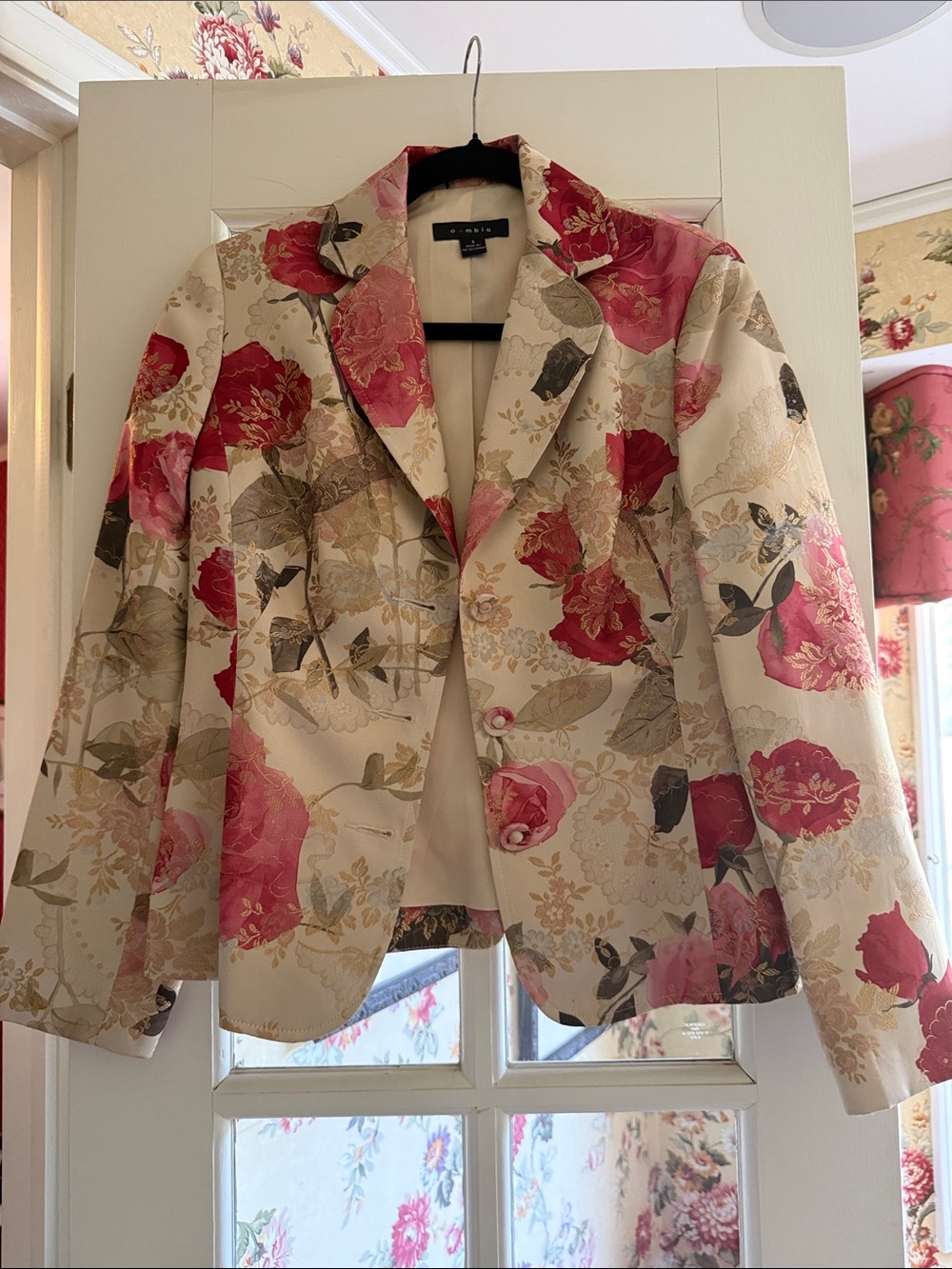 Floral Cream & Pink Women's Blazer